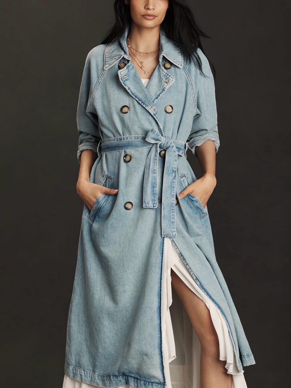 EUC Pilcro Denim Trench Coat with Belt
